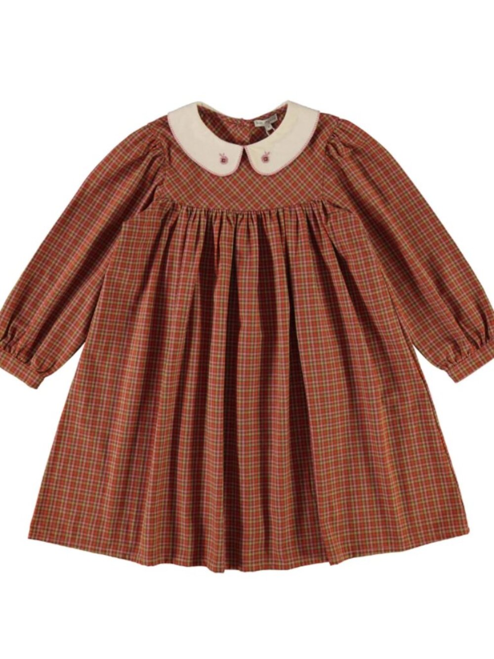 Bebe Organic Multicheck Plaid Eloise Girls Dress Collared 100% Cotton